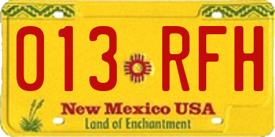 NM license plate 013RFH