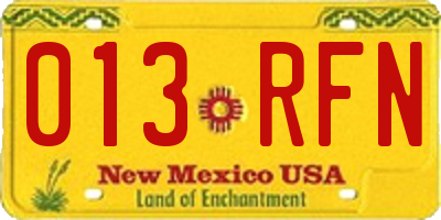 NM license plate 013RFN