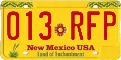 NM license plate 013RFP