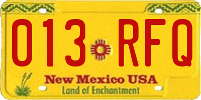 NM license plate 013RFQ