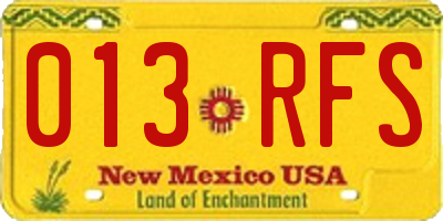 NM license plate 013RFS