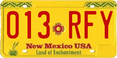 NM license plate 013RFY