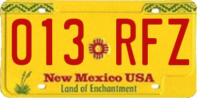 NM license plate 013RFZ