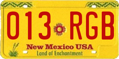 NM license plate 013RGB