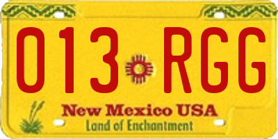 NM license plate 013RGG