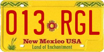NM license plate 013RGL