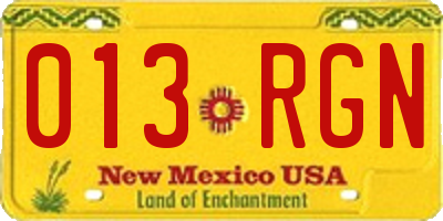 NM license plate 013RGN