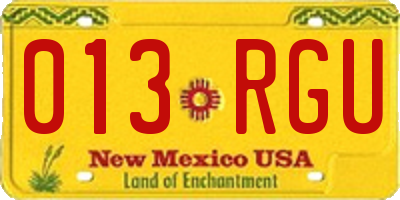 NM license plate 013RGU