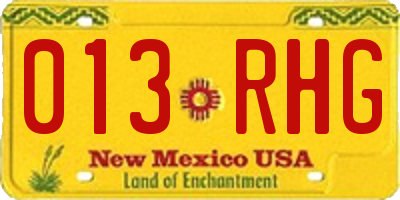 NM license plate 013RHG