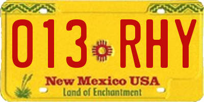 NM license plate 013RHY