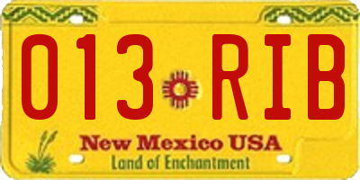 NM license plate 013RIB