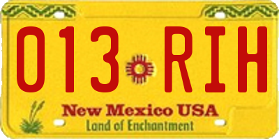 NM license plate 013RIH