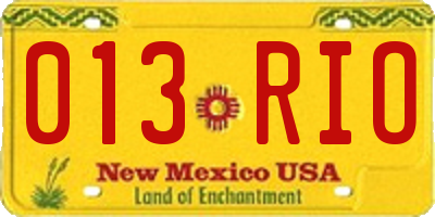 NM license plate 013RIO