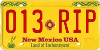 NM license plate 013RIP