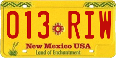 NM license plate 013RIW