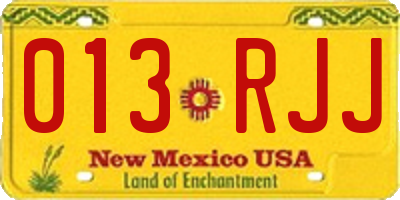 NM license plate 013RJJ