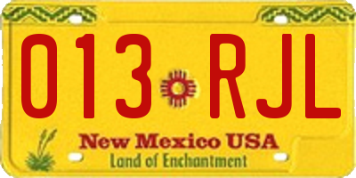 NM license plate 013RJL
