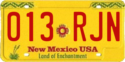 NM license plate 013RJN