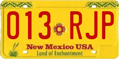NM license plate 013RJP