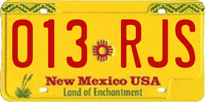 NM license plate 013RJS