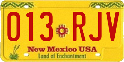 NM license plate 013RJV