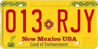NM license plate 013RJY
