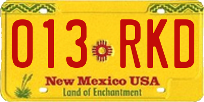 NM license plate 013RKD
