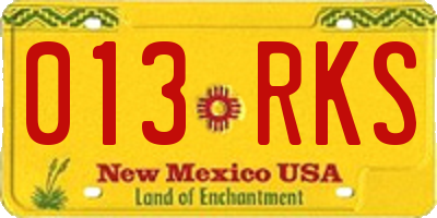 NM license plate 013RKS