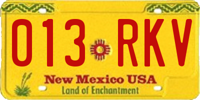 NM license plate 013RKV