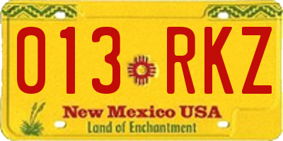 NM license plate 013RKZ