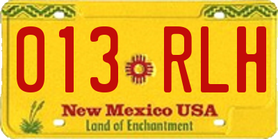 NM license plate 013RLH