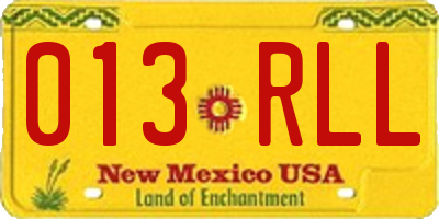 NM license plate 013RLL
