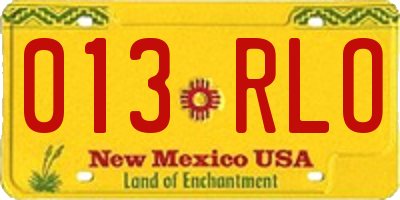 NM license plate 013RLO