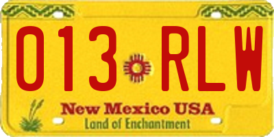 NM license plate 013RLW