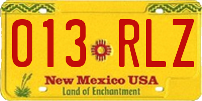 NM license plate 013RLZ