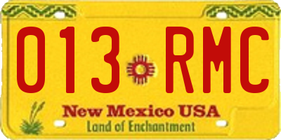 NM license plate 013RMC