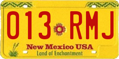 NM license plate 013RMJ