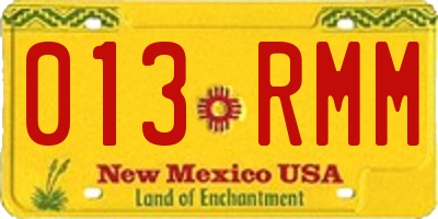 NM license plate 013RMM