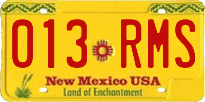 NM license plate 013RMS