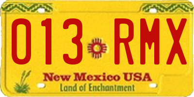 NM license plate 013RMX