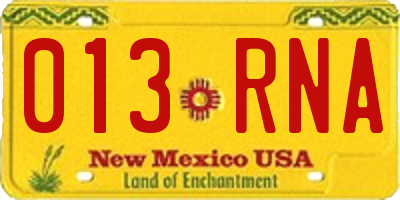 NM license plate 013RNA