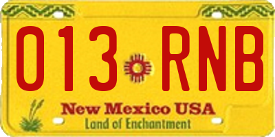 NM license plate 013RNB