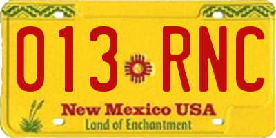 NM license plate 013RNC