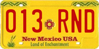 NM license plate 013RND