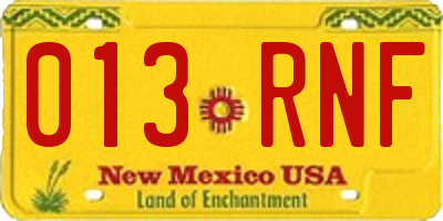 NM license plate 013RNF