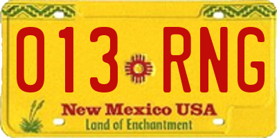 NM license plate 013RNG