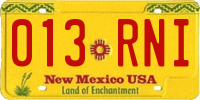 NM license plate 013RNI