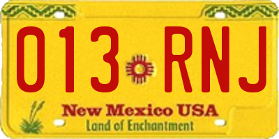 NM license plate 013RNJ