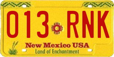 NM license plate 013RNK