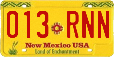 NM license plate 013RNN